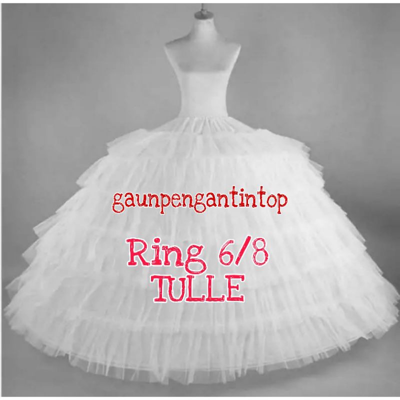 TERMURAH PLAT GRADE A Petikut barbie ring 6/8 TULLE gelembung gaun kawat petticoat peticot Tille