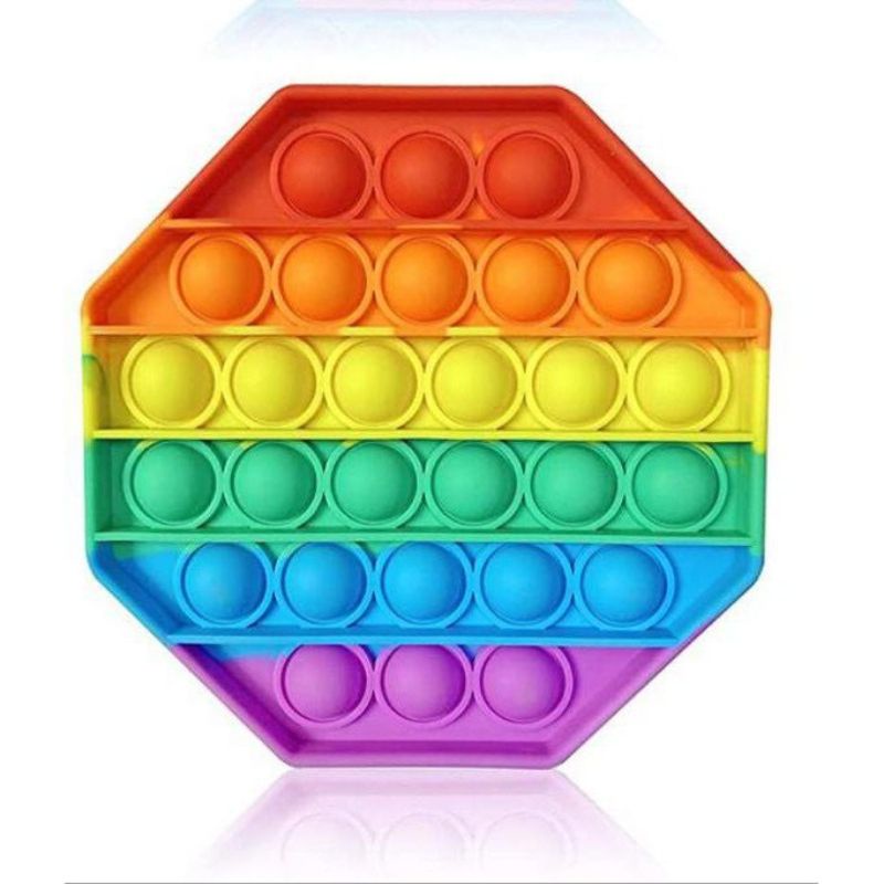 (R.m)Mainan anak/ mainan viral anak-anak Pop it murah Popit pop ITS square Rainbow multi colour Fidget Toy push bubble (R.M)-1