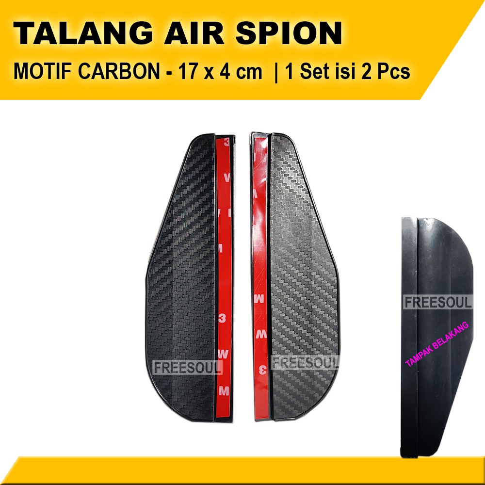 Talang Air Spion Mobil Motif Transparant dan Carbon Sporty - Topi Penahan dan Pelindung Air Spion