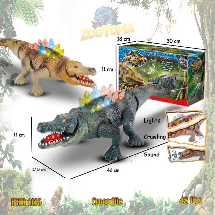 GROSIR BBR1115 Prehistoric Crocodile Buaya Dino Dinausaurus Mainan Anak - Hijau
