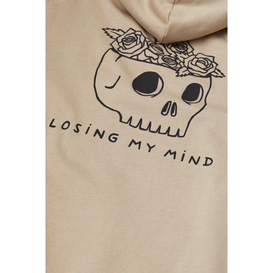 S - XXXXXL(6XL) Hoodie BEIGE KREM Losing My Mind Skull BIGSIZE JUMBO OVERSIZE Jaket Sweater pria Wanita Fleece premium distro hnm