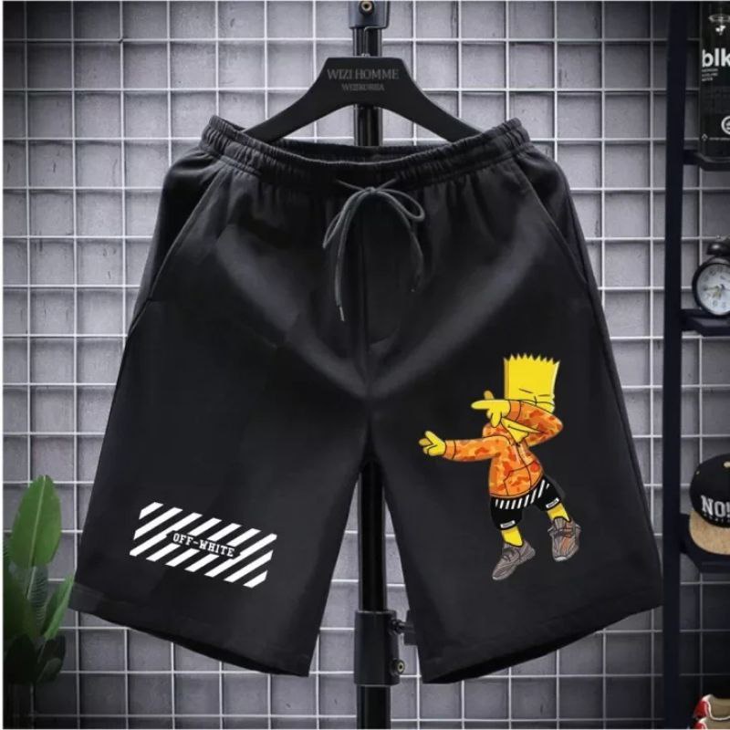 Clothing May - Celana Pendek Off White Boxer Pria Pendek Celana Tali Kolor Bokser Kekinian Cowok Laki-Laki Bahan Babyterry Baby Terry Premium Original Murah