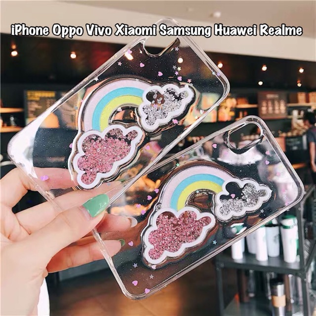 Rainbow Glitter Case iPhone Oppo Vivo Xiaomi Samsung Huawei Realme 3 pro Redmi note 5 6 7 Y71 Y17 F7