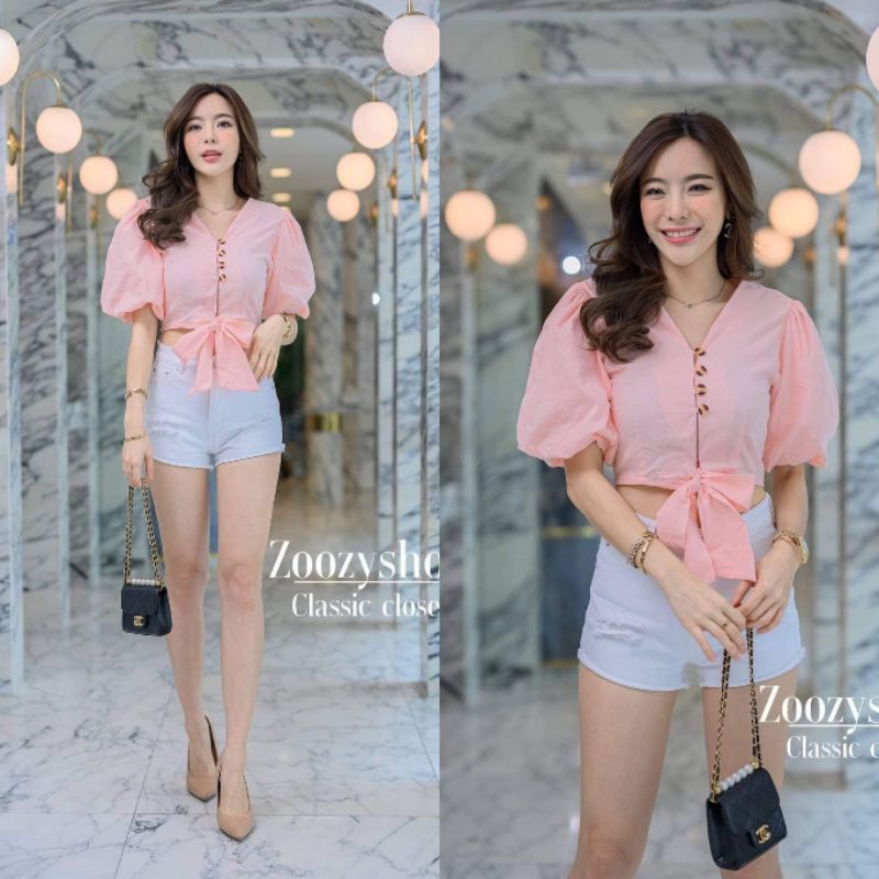 ATASAN ZOOZY CROP RIBBON FASHION WANITA IMPORT BANGKOK CODE 05