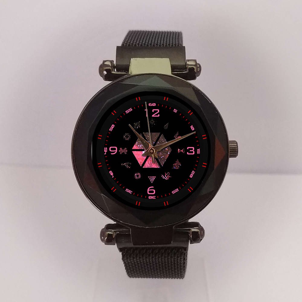 Jam Tangan Wanita Custom EXO Tali Magnet Hitam Terbaru