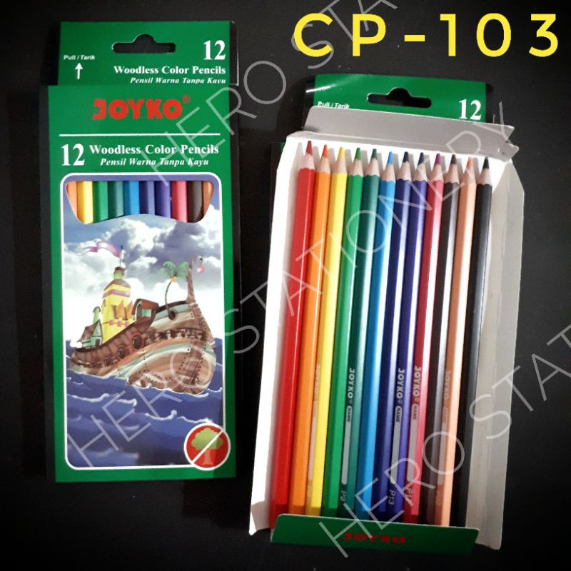 

Pensil warna woodless tanpa kayu joyko 12 warna CP-103
