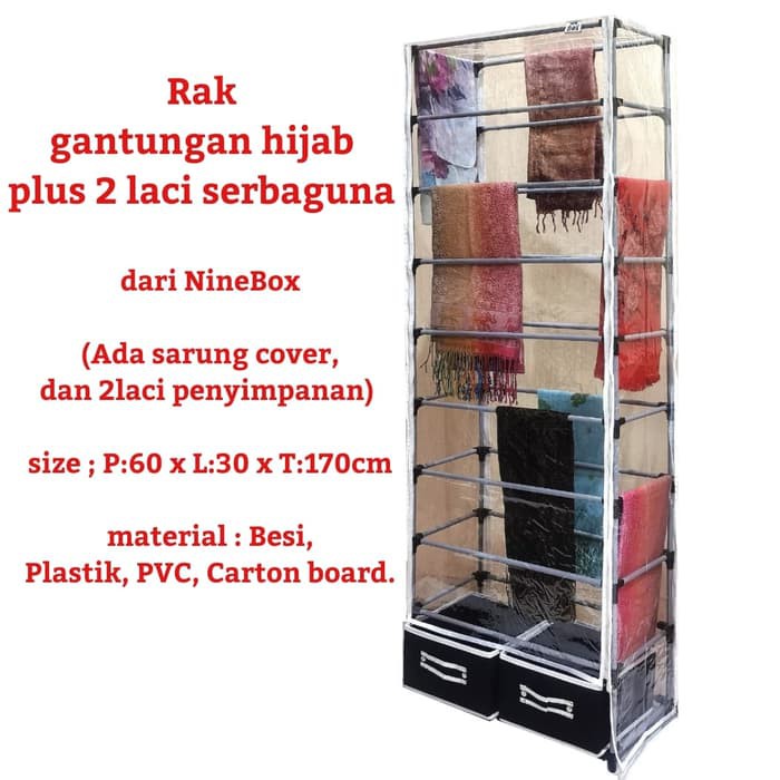 Rak HIJAB Portable Rangka Besi Murah Kuat Praktis furniture besi lucu susun gantung hijab plus J3R4