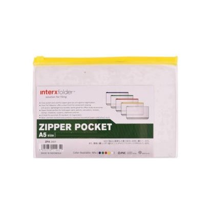 Flashee Kantong Zipper Binder A5 B5 Kantong Transparan Binder A5 B5 InterX Zipper Pocket A5 B5