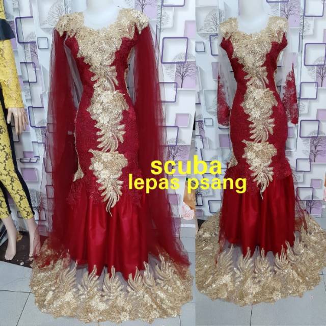 LongDress Duyung mermaid scuba tangan lepas pasang bisa request warna