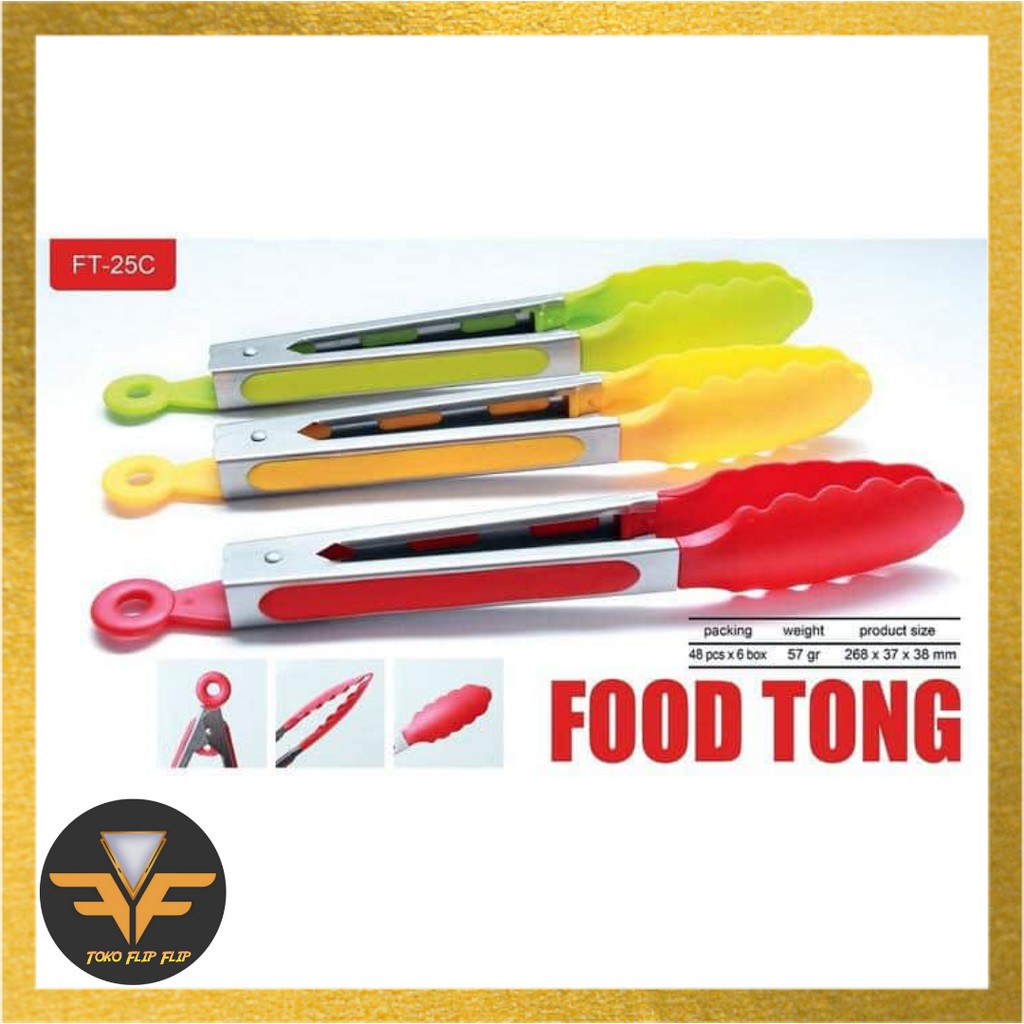 Alat Pencapit Makanan / Capitan Makanan / Food Tong Plastik + Stainless Serbaguna / Capitan Gorengan