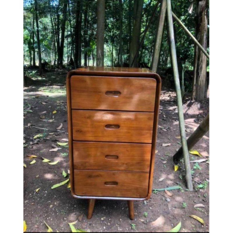 Nakas retro aesthetic jati 4 laci | nakas bedside | nakas minimalis terbaru
