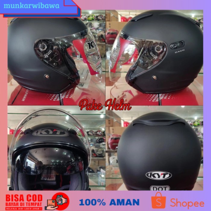 (BISA COD) SEPEDA MOTOR HELM & AKSESORIS PENGENDARA MOTOR HELM KYT DJ MAXI HITAM