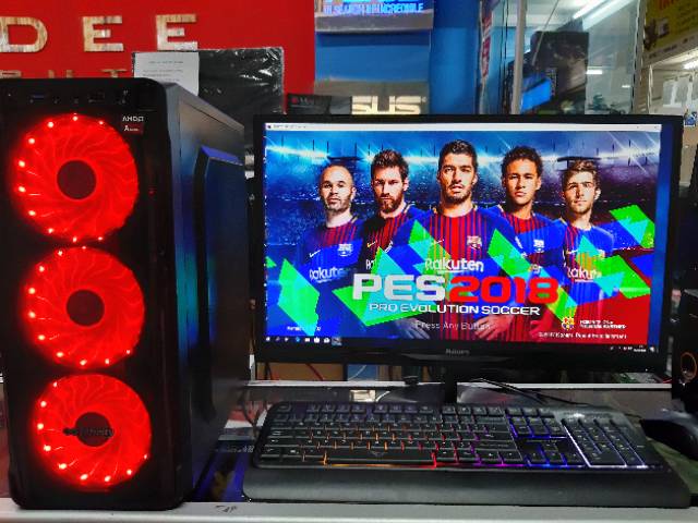 Pc gaming core i7 memori 8 gb vga 2 gb gt 1030 led 19 in LG free usb wifi siap pakai