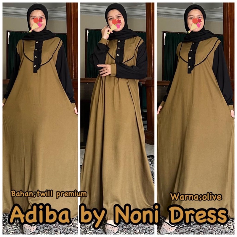 Daster Arab Noni ADIBA Maxi Dress Long Dress Gamis Premium Twill