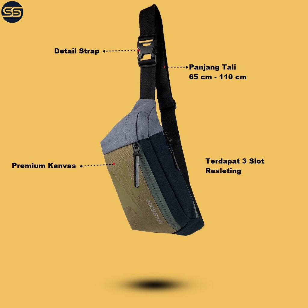 Tas Selempang Pria Original Jackstar Waistbag Distro Slempang  Sling Bag  Cowok Cewek Terbaru