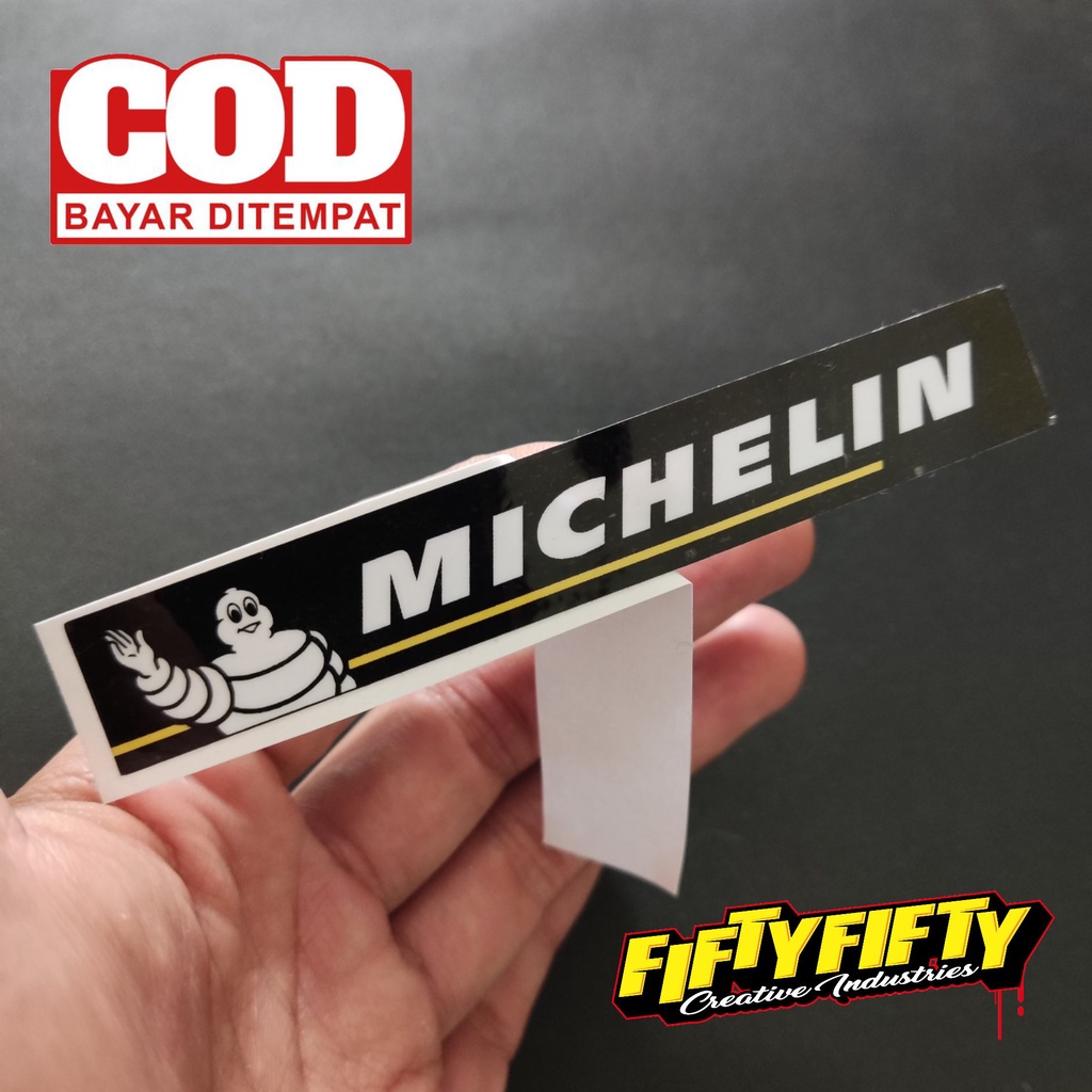 Stiker Print Cut MICHELIN Stiker Printing Laminasi Glossy Stiker Motor Mobil Helm Sudah Membentuk Pola Desain