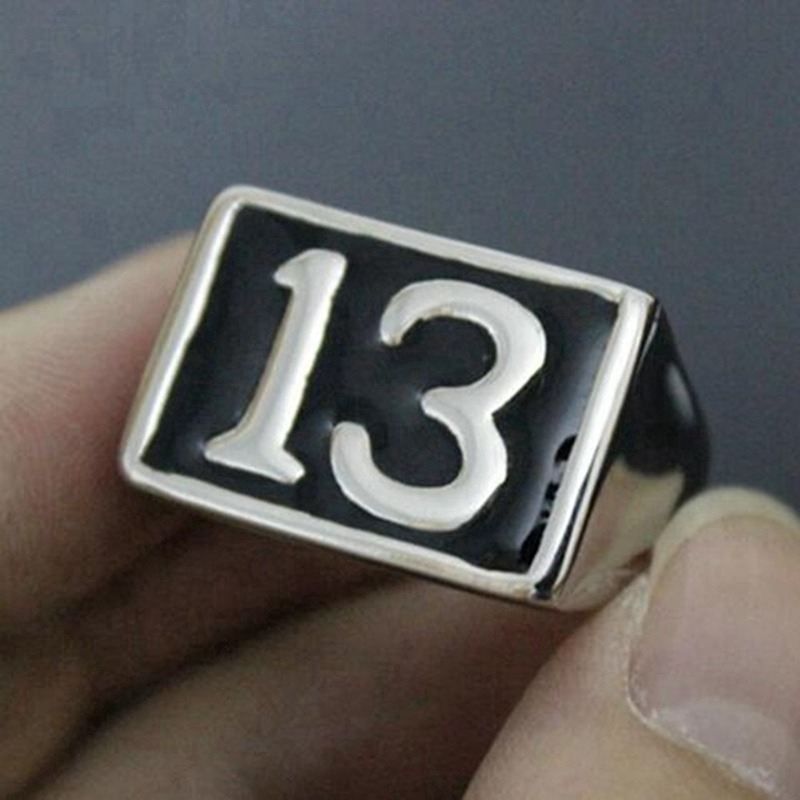 Lucky 13 bahan cincin paduan band partai fashion nomor 13 perhiasan cincin ukuran: 7-14 XX