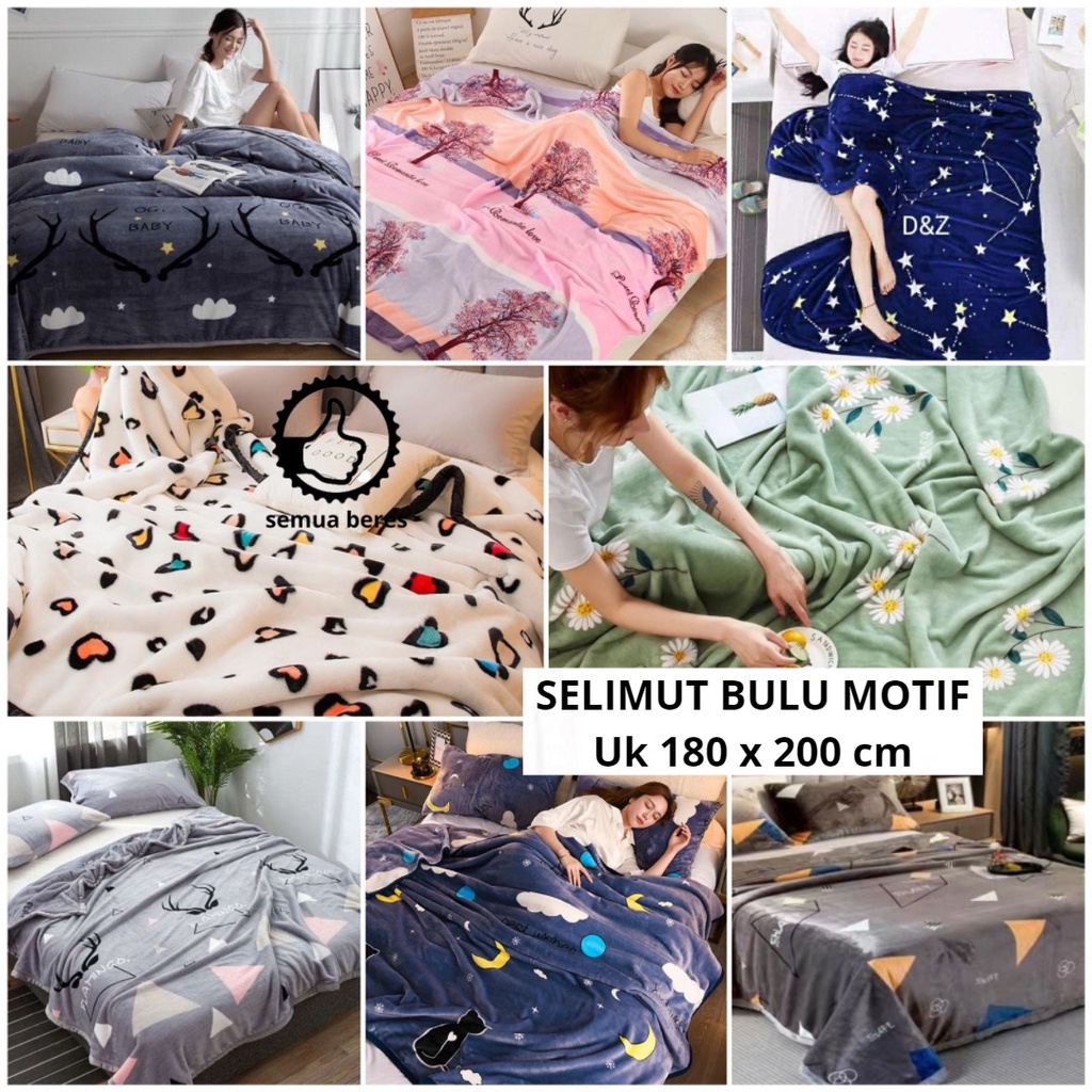 TERMURAH Selimut Bulu Halus 180x200 Super Tebal Lembut Motif Dewasa Import Terlaris