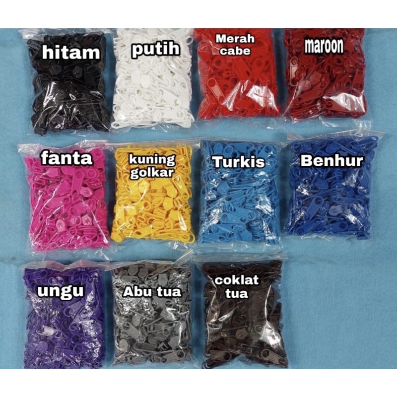 Kepala Resleting Plastik No 5 warna warni