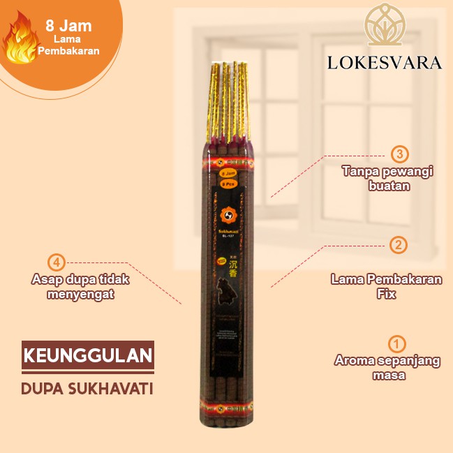 Dupa Hio Wangi Harum Sukhavati Gaharu Kalimantan 8 Jam 9 Batang Putih