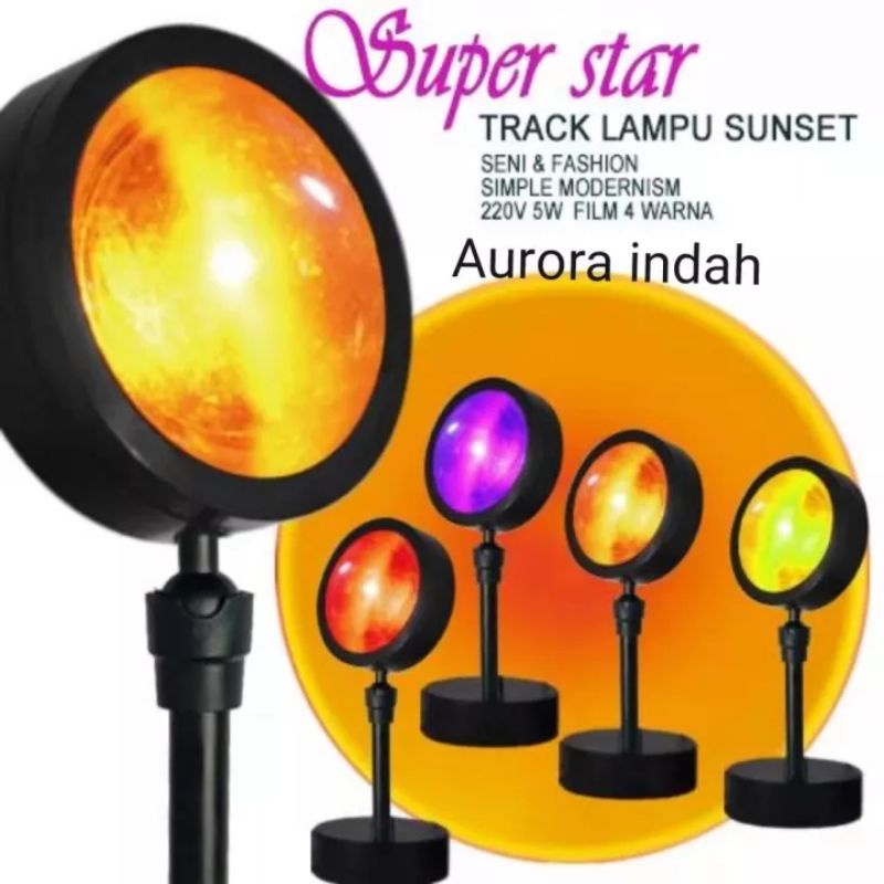 Lampu Sunset DC 5V DAN AC220V Lampu Fill Proyektor Lampu Tidur Led Motif Matahari Terbenam Warna Pelangi Sunset Red