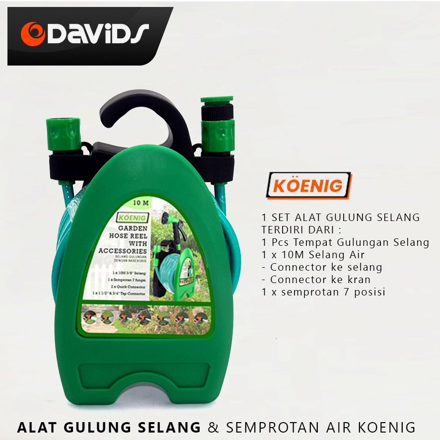 Semprotan Cuci Motor Mobil Tanaman Nozzle Water Spray Air Gulungan Selang Taman Hose Reel Sprayer Seprotan Koenig