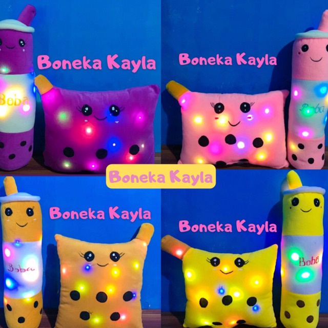 COD Boneka Guling Boba dan Bantal FREE LED YU