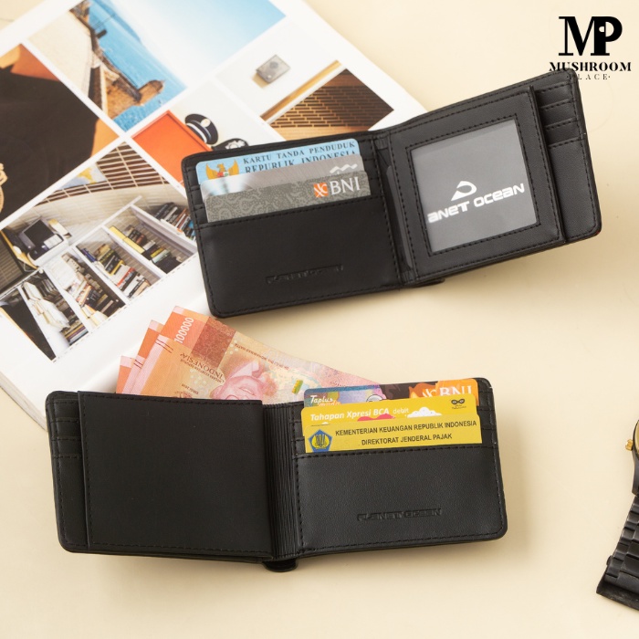 Dompet Lipat Pendek Pria Planet Ocean Hitam Slice Hijau Original - PO10