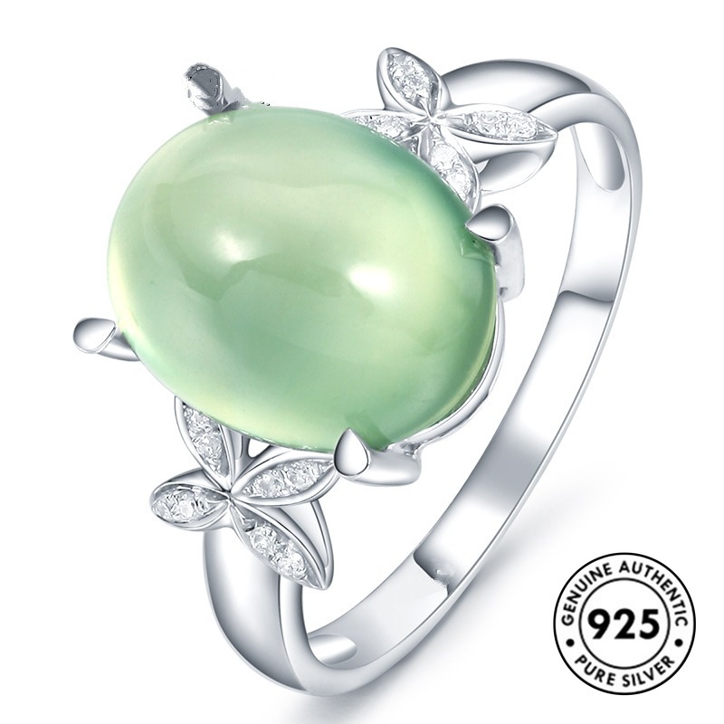 Cincin Sterling Silver 925 Desain Kupu-Kupu Emerald Elegan Untuk Wanita