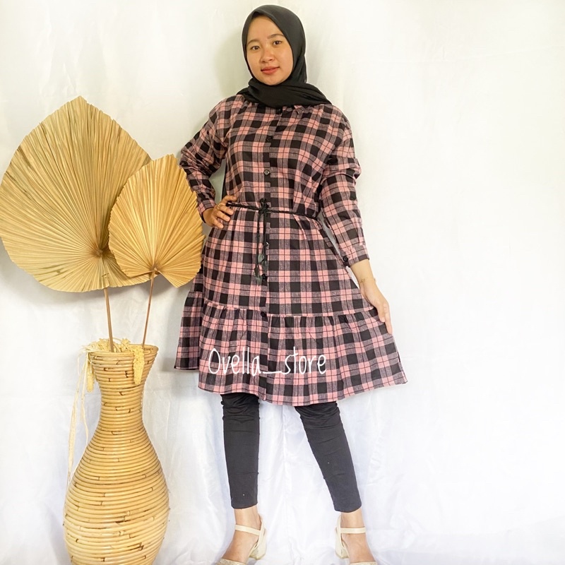 (SERI F) NEW! TUNIK KATUN LINEN/RAMI FREE TALI PINGGANG