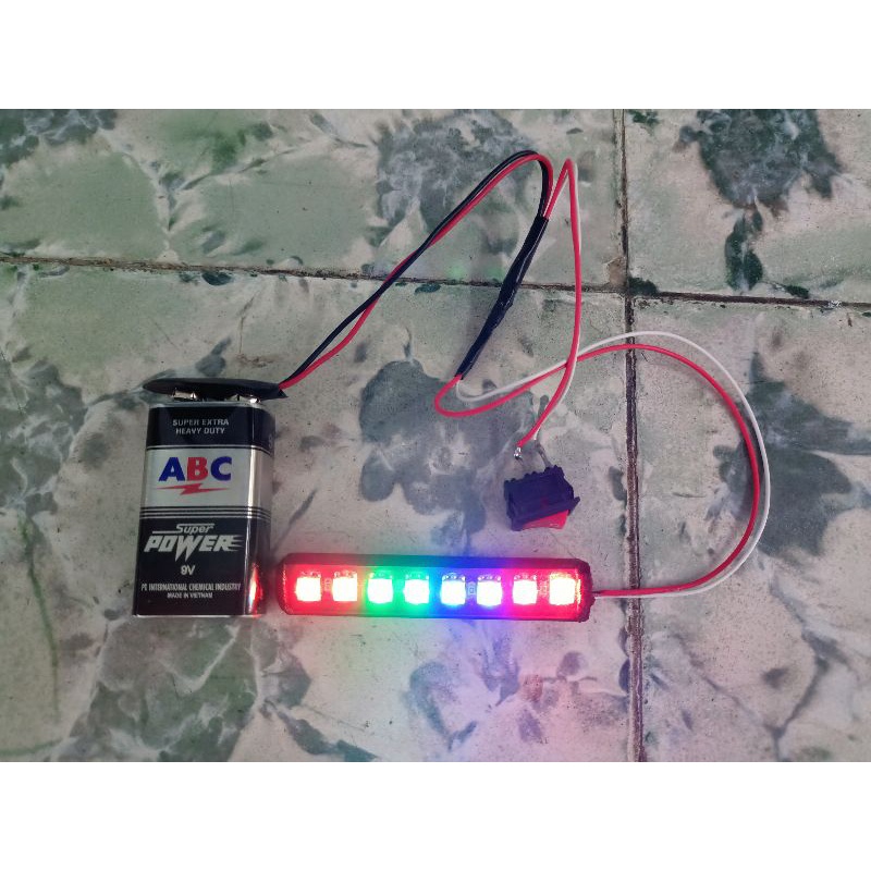 Sepaket Strobo RGB Miniatur Bus/Truk Panjang 6,5cm Banyak Mode