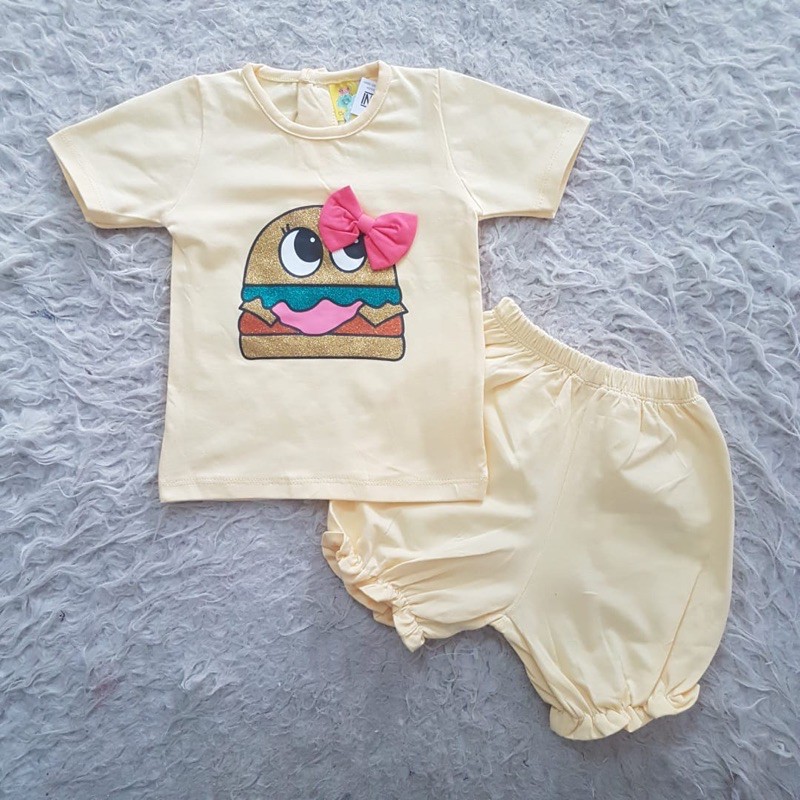 Baju bayi Hamburger Setelan Set