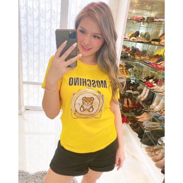 BEAR TAS KECIL PRESS - KUNING BIRU MERAH DRESS KAOS TSHIRT OVERSIZE SWEATER KELUARGA ANAK DEWASA AYA