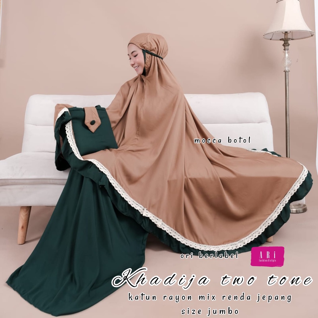 MUKENA KHADIJAH TWO TONE, MUKENA DEWASA KHADIJAH  JUMBO ORIGINAL