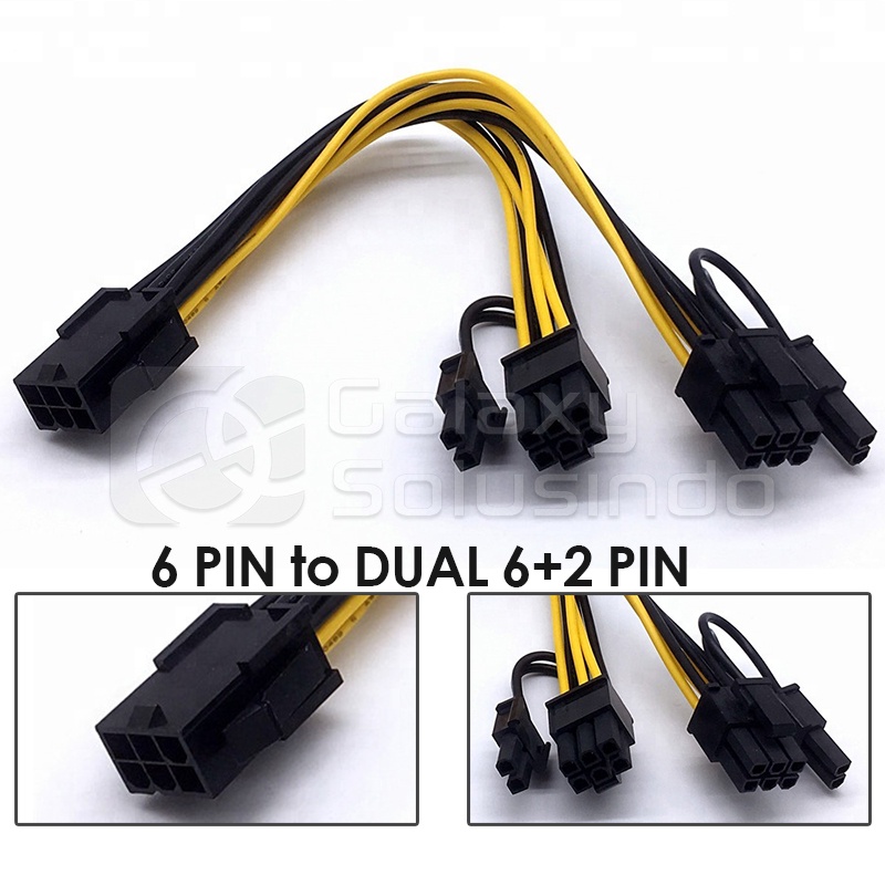 Kabel Converter 6 Pin Female To Dual 6+2 Pin Male PCIe Cable