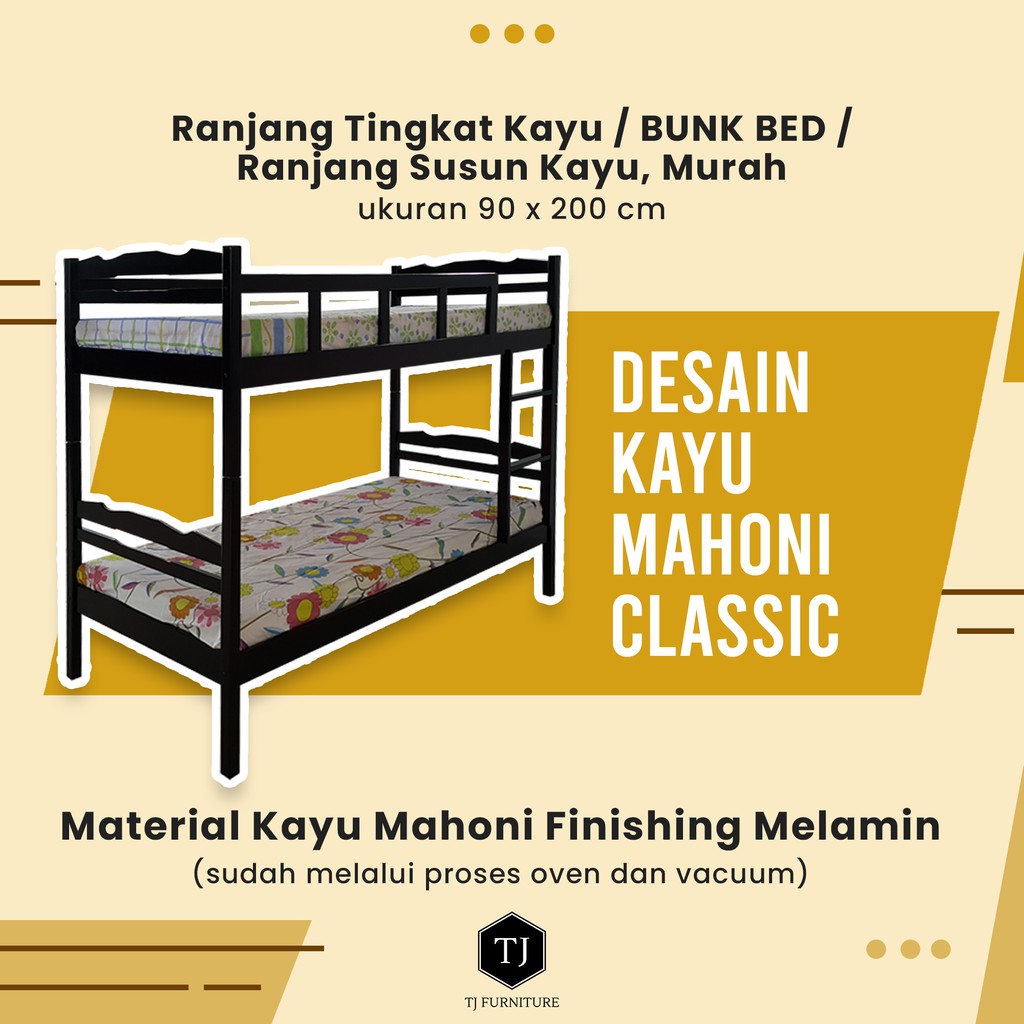 Ranjang Tidur / Tingkat / Susun / Bunk Bed Uk 90 x200cm Termurah Berkualitas Premium By Tj.furniture