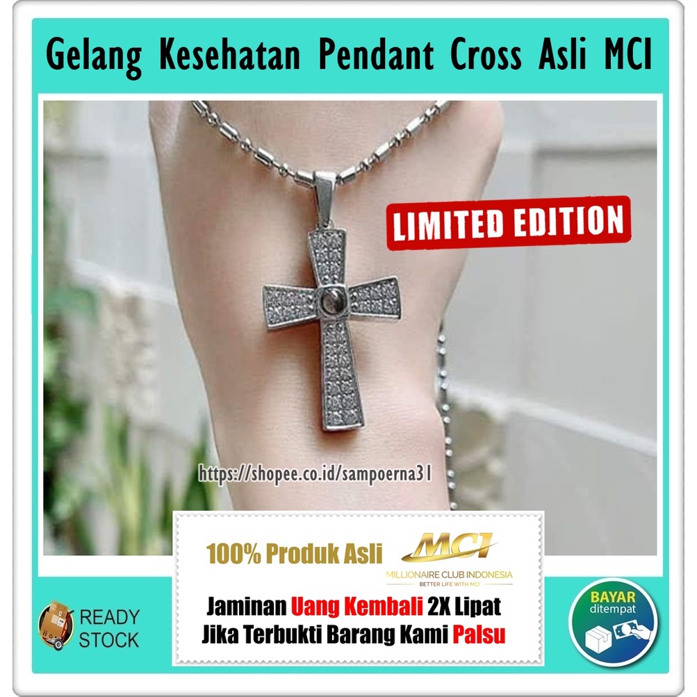 Kalung Kesehatan Pendant Cross Asli Mci - Kalung Salib Mci - Kalung Kesehatan Mci - Kalung Asli Mci 