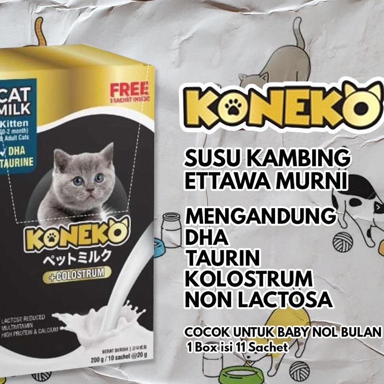 KONEKO Sachet 20 Gram Susu Kucing Cat Milk Kolostrum Kucing DHA Milk Replacer per SACHET