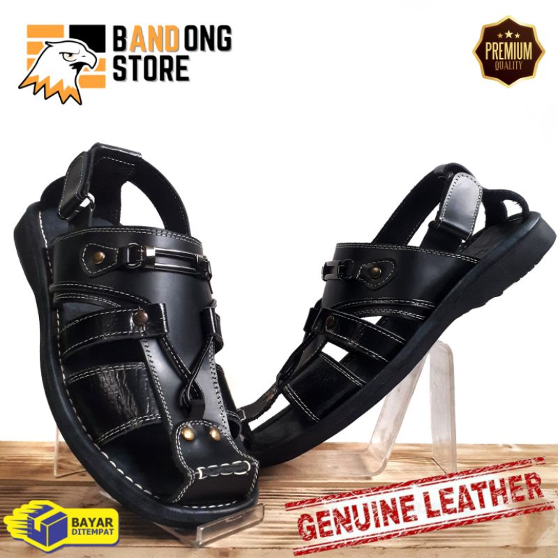 Sandal pria kasual kulit asli sepatu pria tali original kulit asli sepatu sandal gunung kulit asli