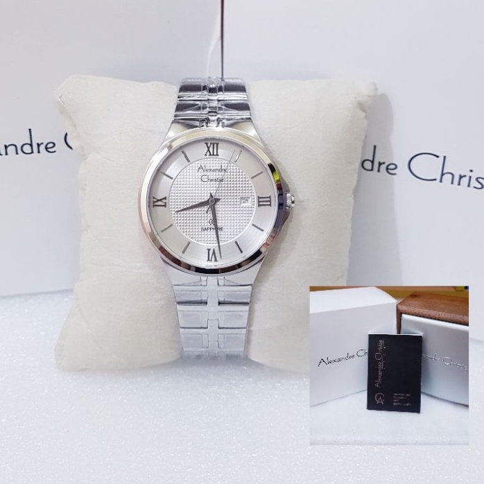 ALEXANDRE CHRISTIE PRIA AC 8541 SILVER WHITE JAM TANGAN ALEXANDRE CHRISTIE ORIGINAL