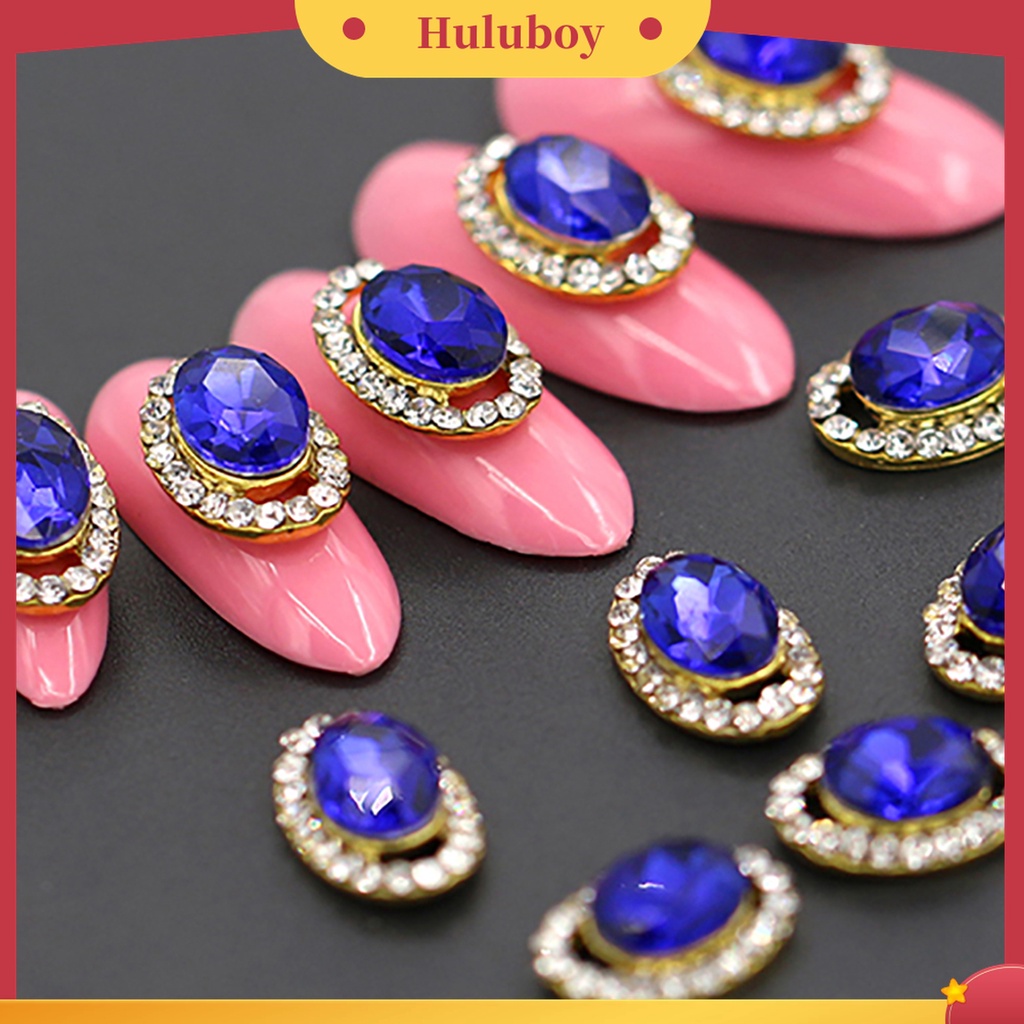 Huluboy Huluboy♡ 10pcs Stiker Kuku Bahan Alloy Aksen Berlian Imitasi Untuk Dekorasi Nail Art