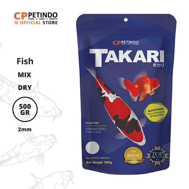 Takari Fish Food 2MM Mix 500 Gr Pelet Ikan Koi koki Takari Mix 500gr