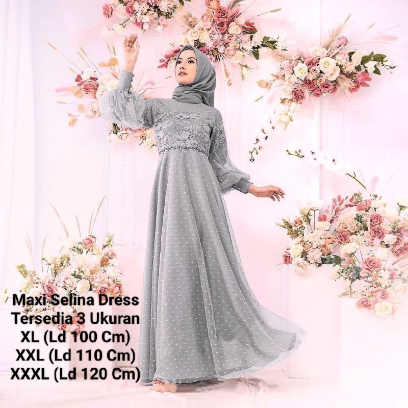 COD☑️Pakaian Gamis Terbaru/Maxi Selina Dress (3SIZE)/Gamis Tutu Tille Dot/Inah Dress Brokat Tile Dot/Pakaian Muslim tille Dot/Pakaian Pesta/Good Quality