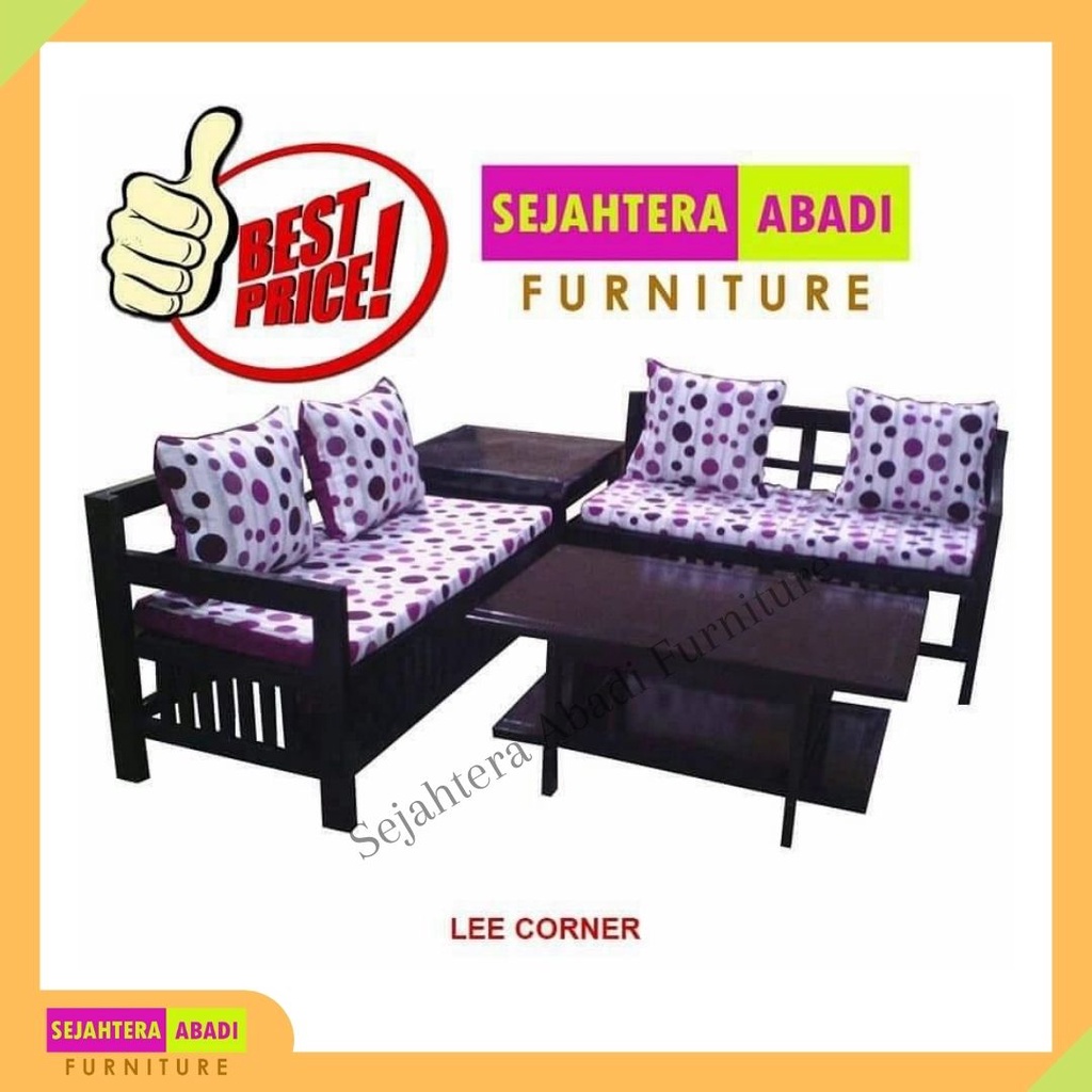 Sofa Kayu Sudut 22 Wood Furniture Knockdown Murah
