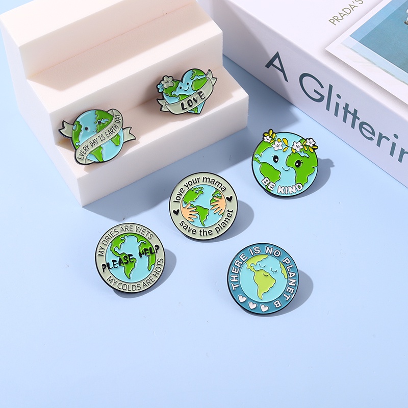 Bros Pin Enamel Desain Save The Earth Untuk Aksesoris Pakaian