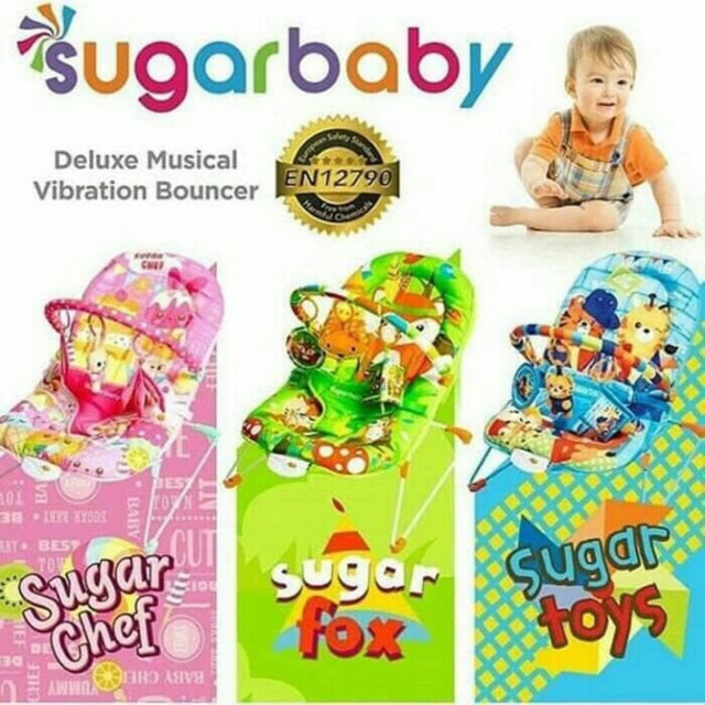 Bouncer Bayi Sugar Baby Deluxe Musical Vibration Bouncer 1 Recline