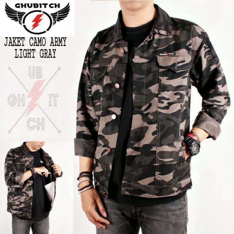 YULIUS STORE/// Jaket Jeans Pria Terbaru 2022 Motif Loreng - Jaket Cowo Tren Masa Kini