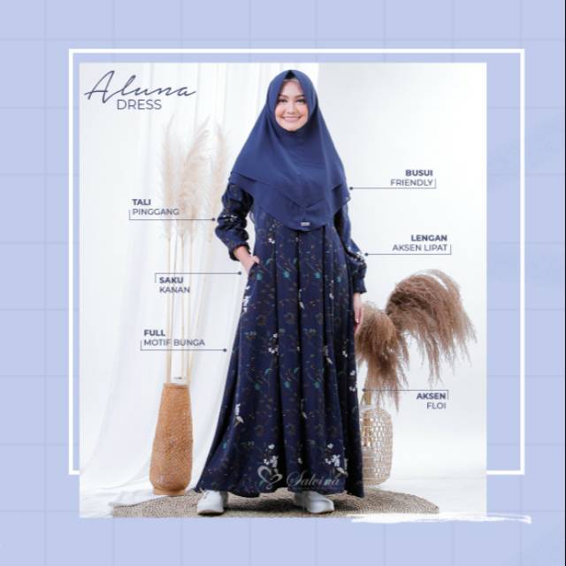 Dress aluna / gamis / pakaian muslim by salvina (dress only)