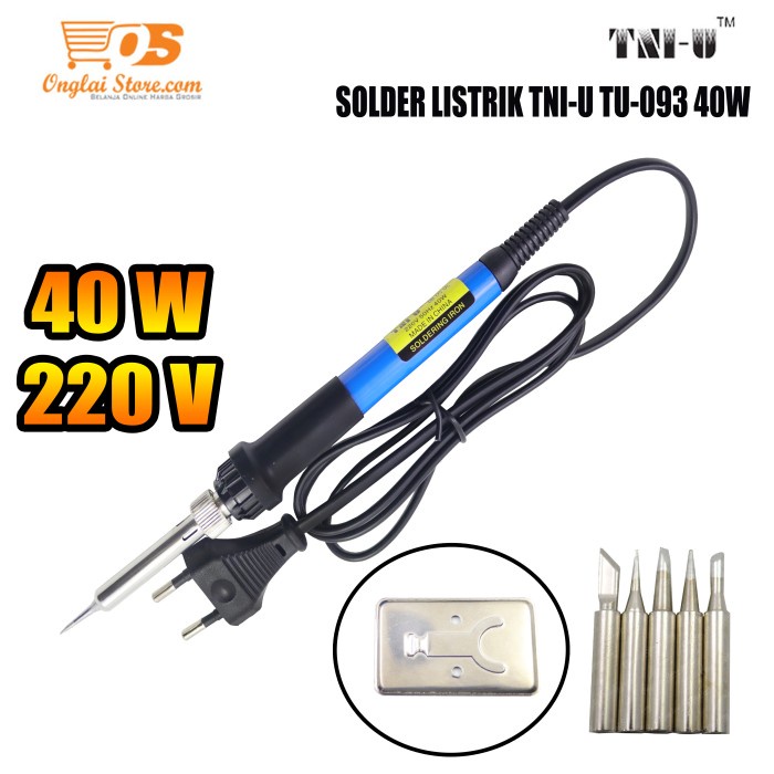 Solder Tangan / Solder Listrik Tni-U Tu-093 40W Free 1 Set Mata Solder