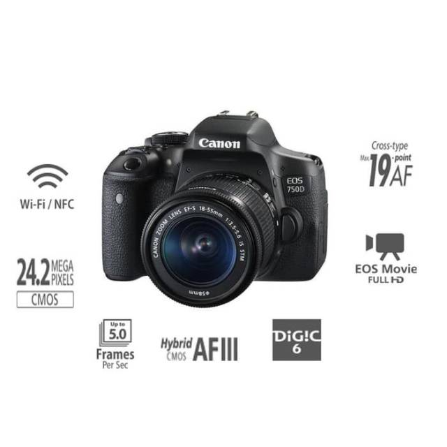 Canon EOS 750D Lensa 18-55 IS STM/ Camera DSLR CANON EOS 750D KIT
